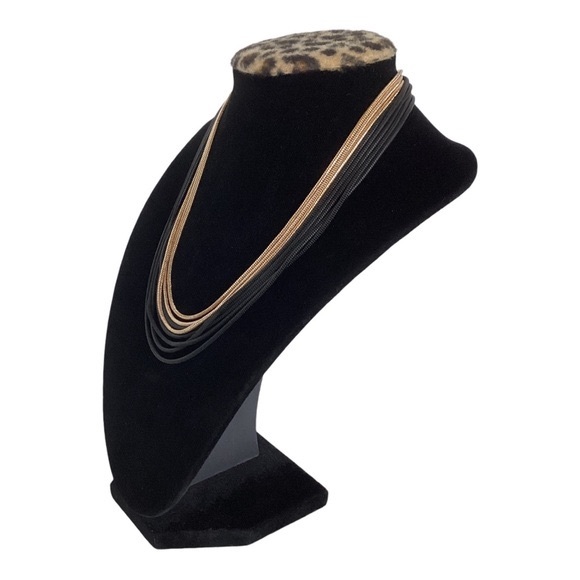 Anna & Ava Multi Layered Black And Gold Round Snake Chain Necklace - Picture 8 of 11